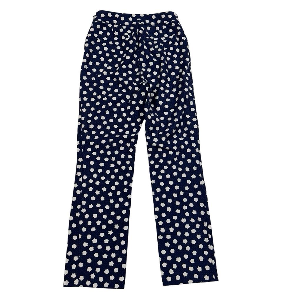 Kate Spade Pants Size 2 Blue White Cloud Dot Jacquard Floral Textured Crop Ankle